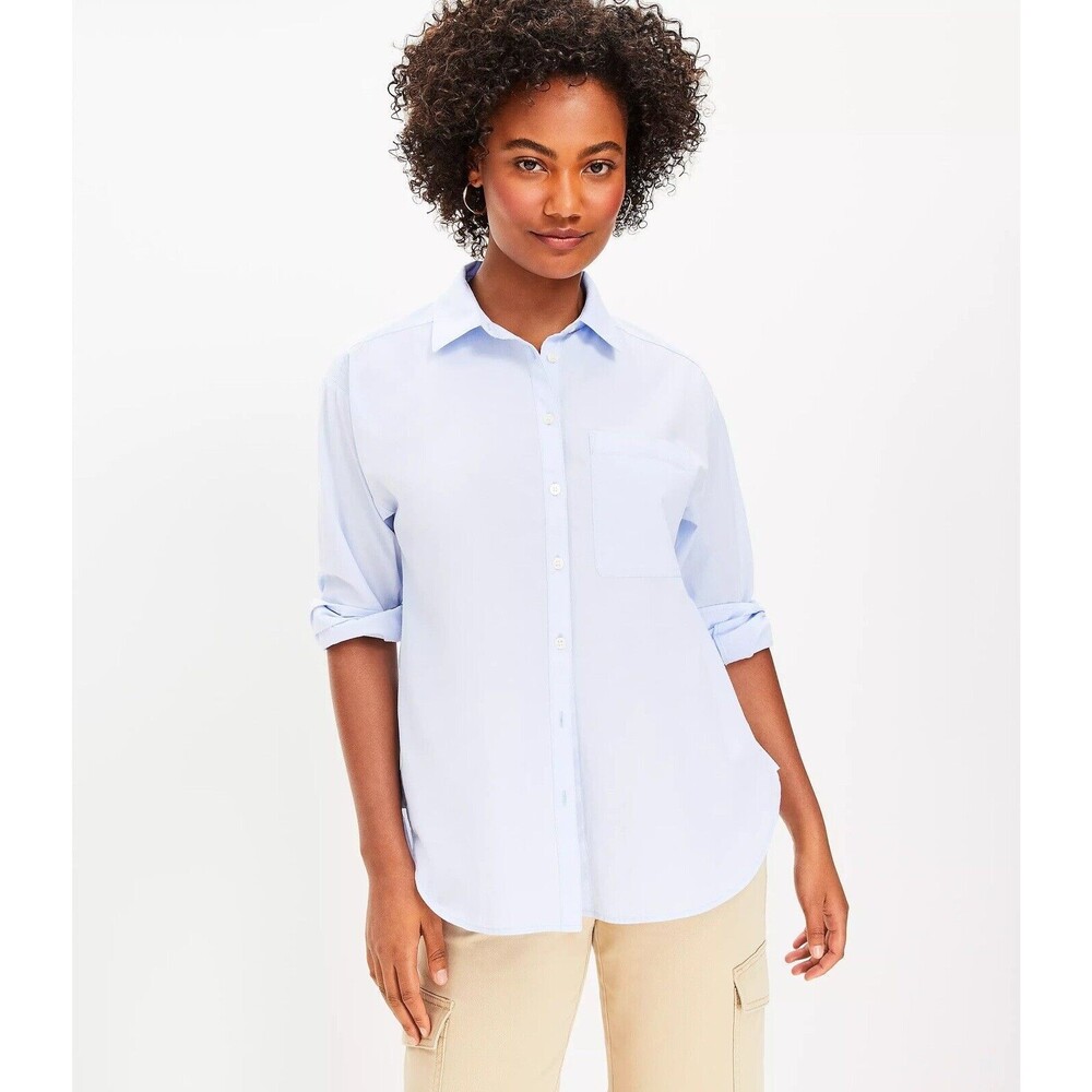 Loft End On End Oversized Shirt Fight Blue Size Large NWOT